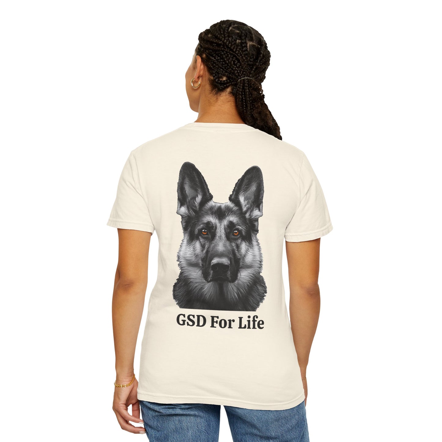 GSD For Life Unisex Garment-Dyed T-Shirt - German Shepherd Photorealistic Artwork